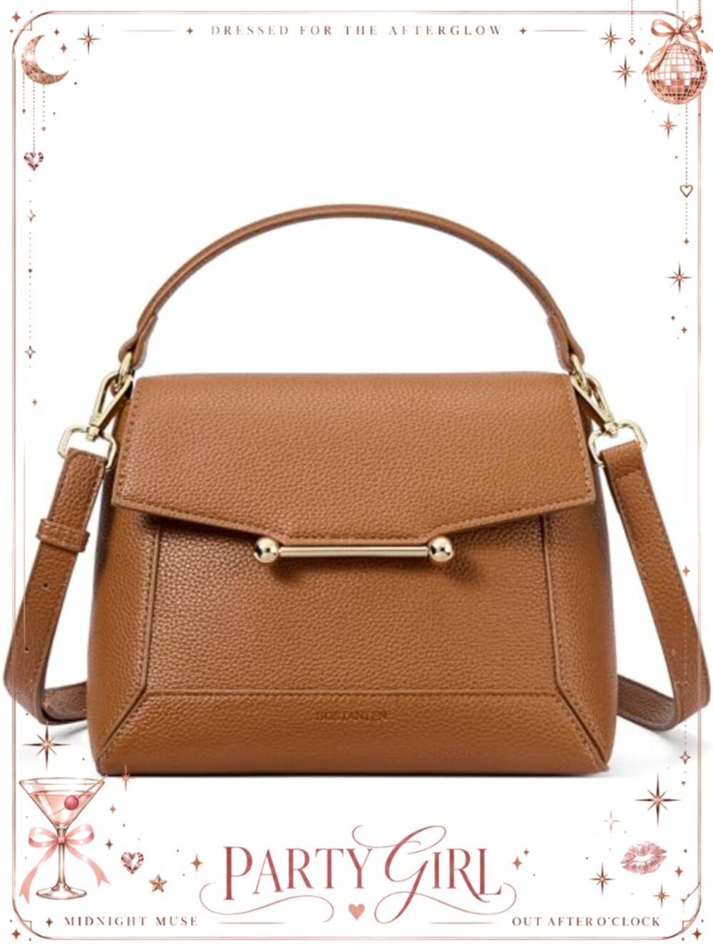 Small Vegan Leather Crossbody Bag with Top Handle 3-in-1 Convertible Purse